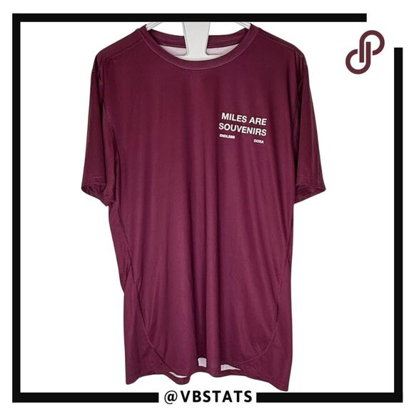 Doxa Men's Troy Miles Short Sleeve Athletic Running T-Shirt Maroon Size Large - Picture 4 of 11